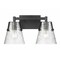 Z-Lite Analia Vanity, 2-Light, 16.5 In.W x 7.5 In.L x 9.25 In.H, Matte Black/Clear Ribbed 1101-2V-MB - alternate 1